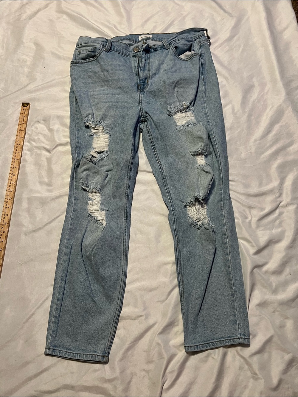 Cello Light Blue Distressed Boyfriend Jeans